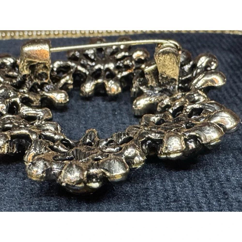 Vintage Rhinestone Wreath Brooch Multicolor Pastel Crystal‎ Floral Circle Pin